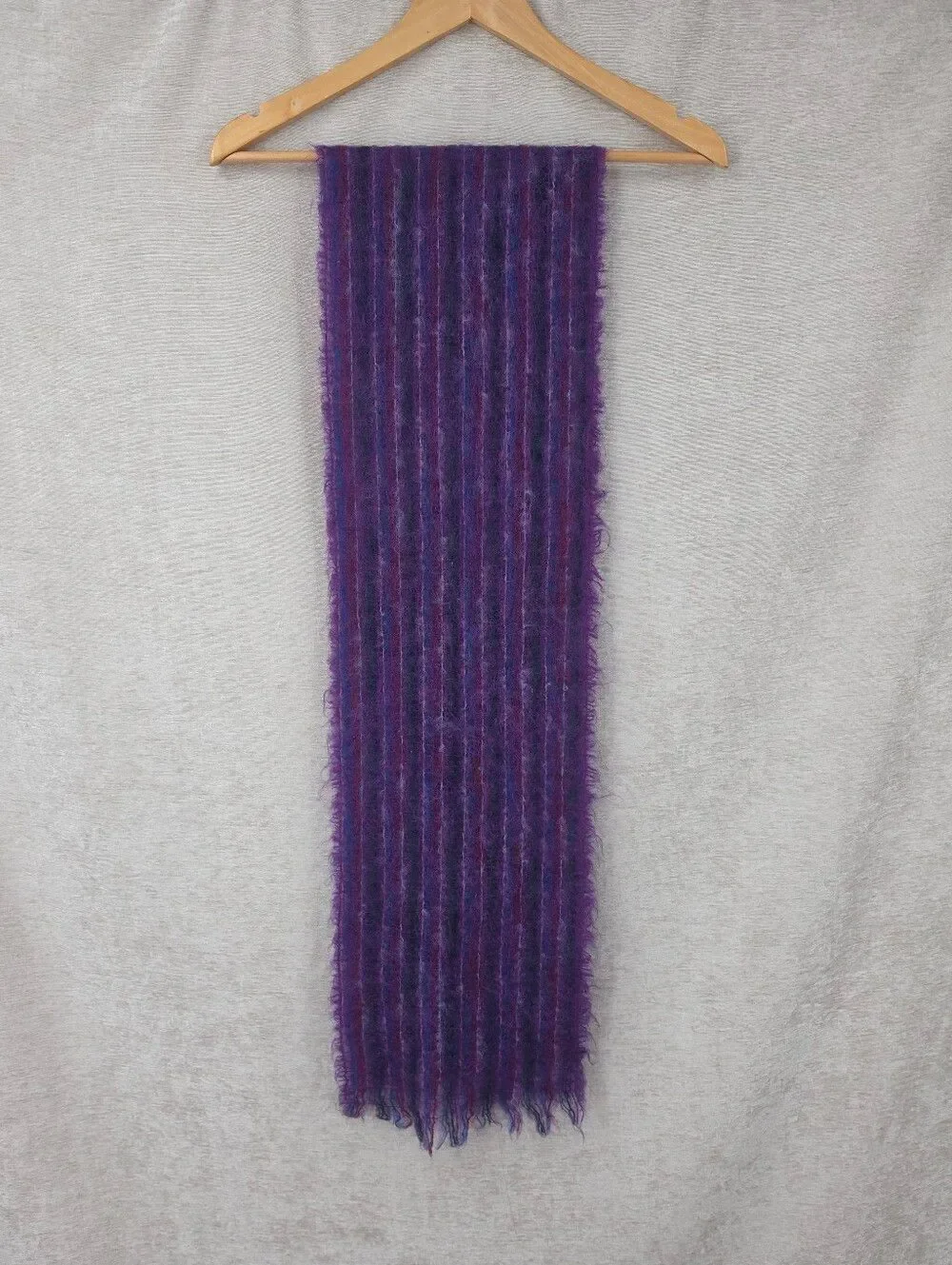 Vintage Handwoven Purple Mohair Scarf